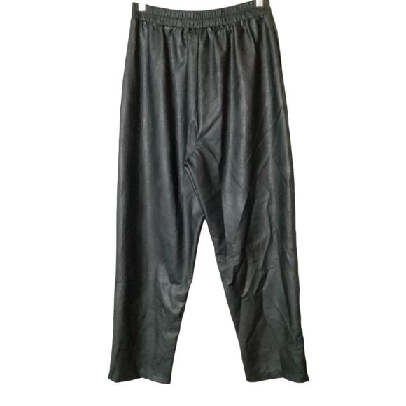 NWT NastyGal Sz 8 Black Faux Vegan Leather Pants Tie Waist Jogger Relaxed Baggy - Picture 5 of 8